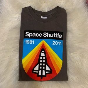 Grey Graphic T-shirt with Rainbow NASA Print